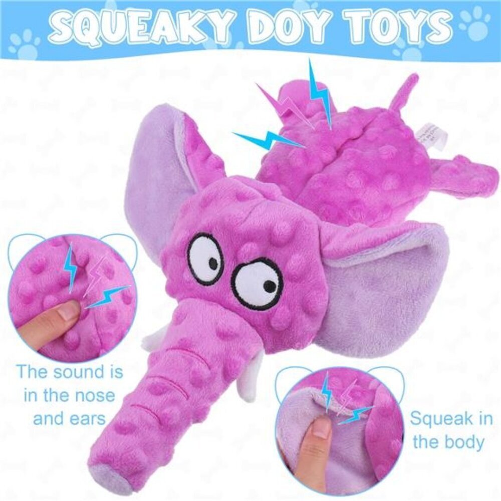 2 Pcs Squeaky Dog Toys, Stuffed Chew Crinkle Dog Toys, Tough Plush Pet - Picture 3 of 5